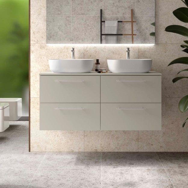 SALGAR SILANE 118087 Mueble de Baño con Tapa Encimera Color Gris Satinado Tirador Anodizado