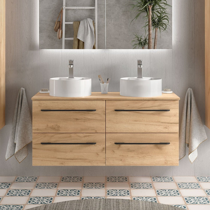 SALGAR 97966 MORAI Mueble de Baño con Lavabo y Encimera 120 cm Color Roble