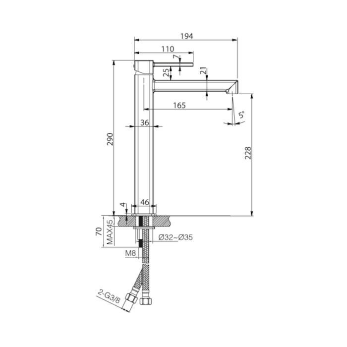 IMEX BDT064-3 TOSCANA-AREZZO Monomando Lavabo Alto Cromo