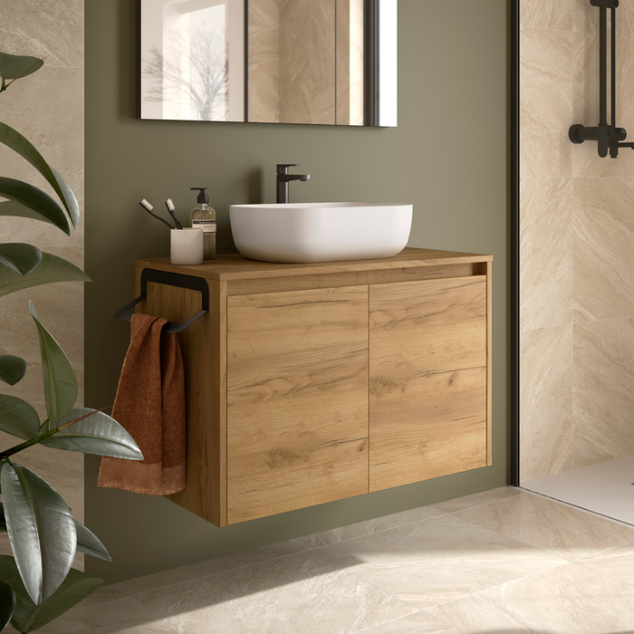 SALGAR NOJA Mueble de Baño con Tapa Encimera 2 Puertas Color Roble África