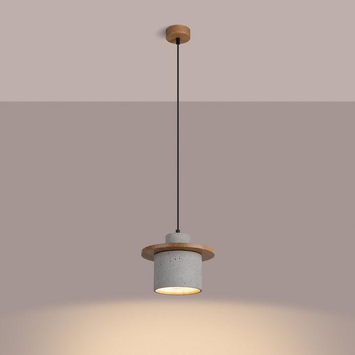 SOLLUX SL.1363 Lámpara colgante MAB hormigón gris/madera natural