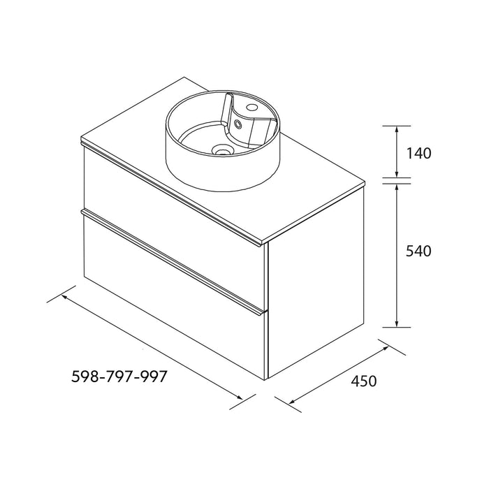 SALGAR NABUA Mueble de Baño con Lavabo Encimera Roble