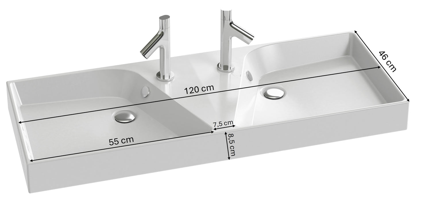 JACOB DELAFON EXM112-Z-00 RYTHMIK Lavabo Doble 120x46cm