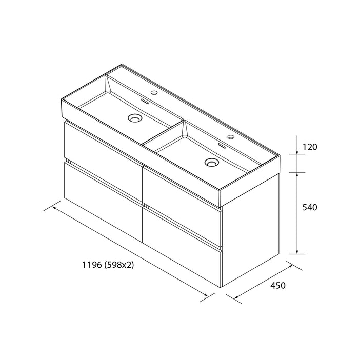 SALGAR 110450 BEQUIA Bathroom Cabinet with Veneto Sink 120 cm Matte Blue Color