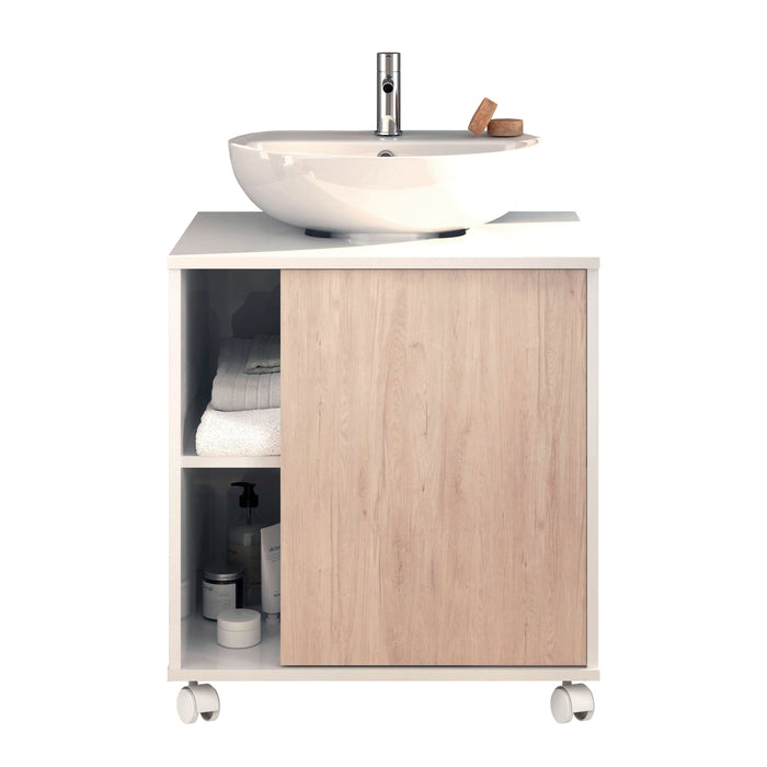 MUEBLES PITARCH Sintra White High Gloss/Aurora Oak Sink Cabinet