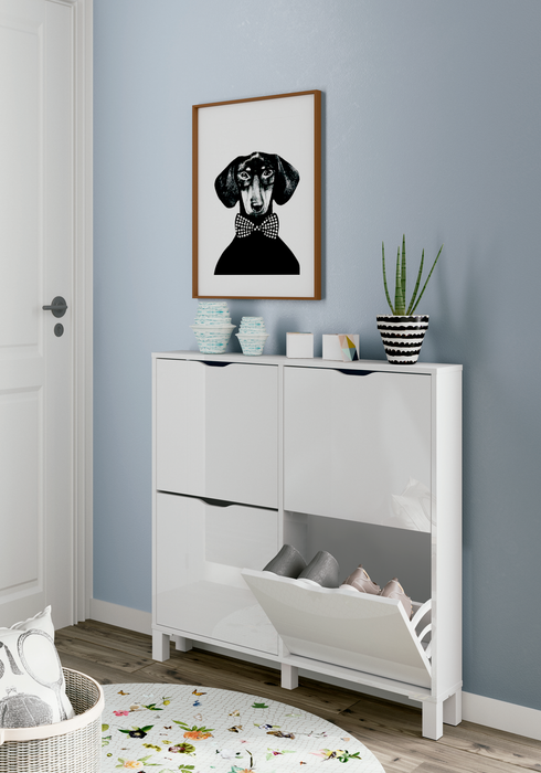 MUEBLES PITARCH Zapatero Kay Blanco alto brillo