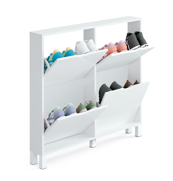 MUEBLES PITARCH Zapatero Kay Blanco alto brillo