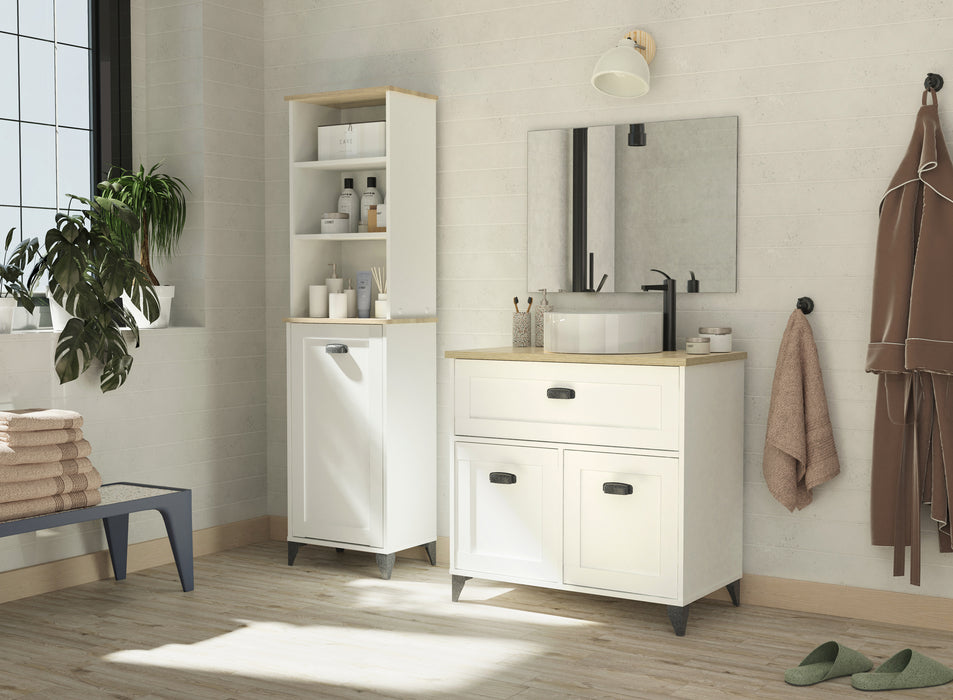 MUEBLES PITARCH Mueble de Lavabo Toscana Blanco/Roble Cambrian
