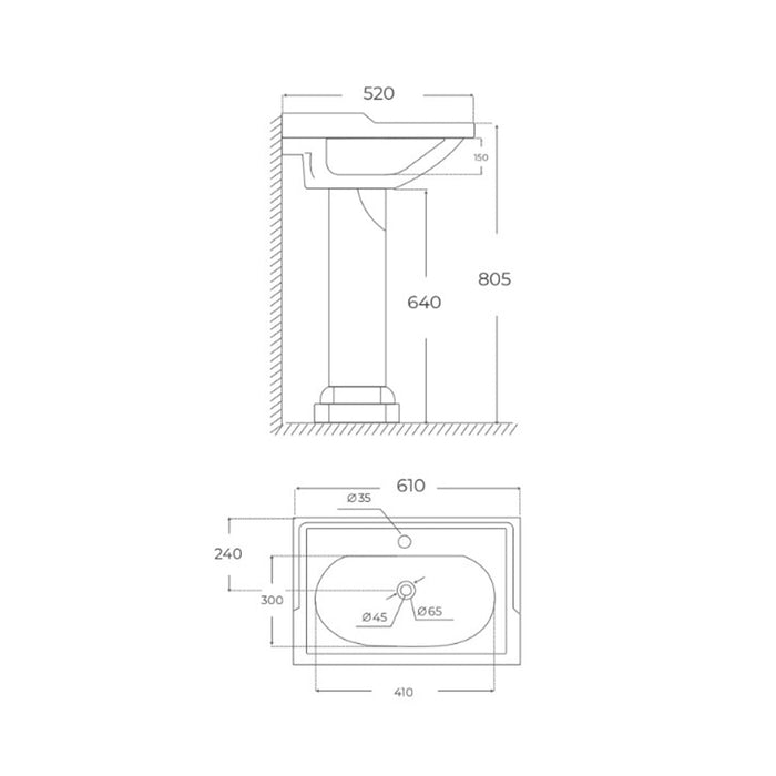 FOSSIL NATURA 00080+00081 ATENAS Sink with Pedestal