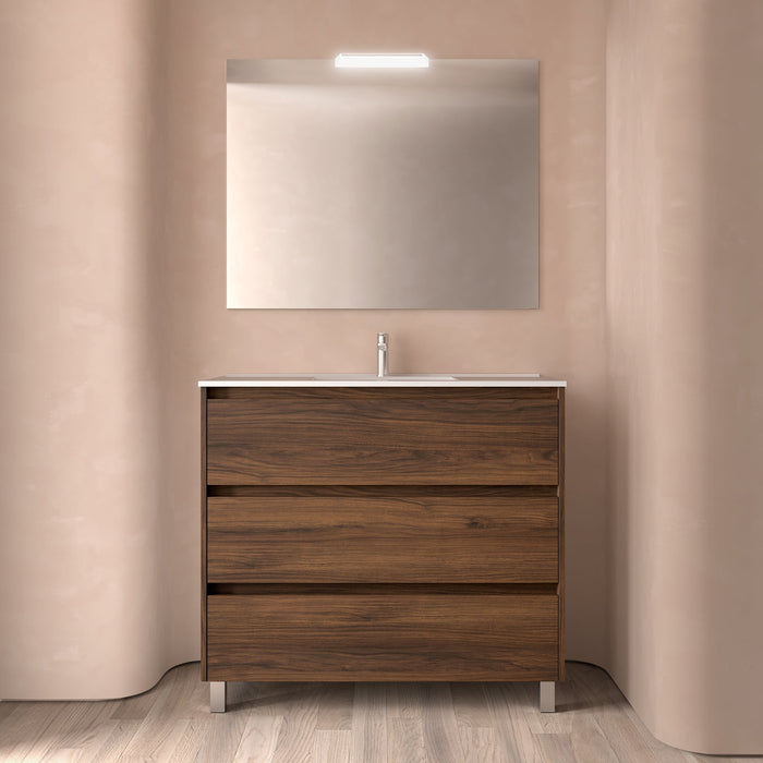 SALGAR NOJA Conjunto Mueble de Baño Completo 3 Cajones Color Nogal Maya
