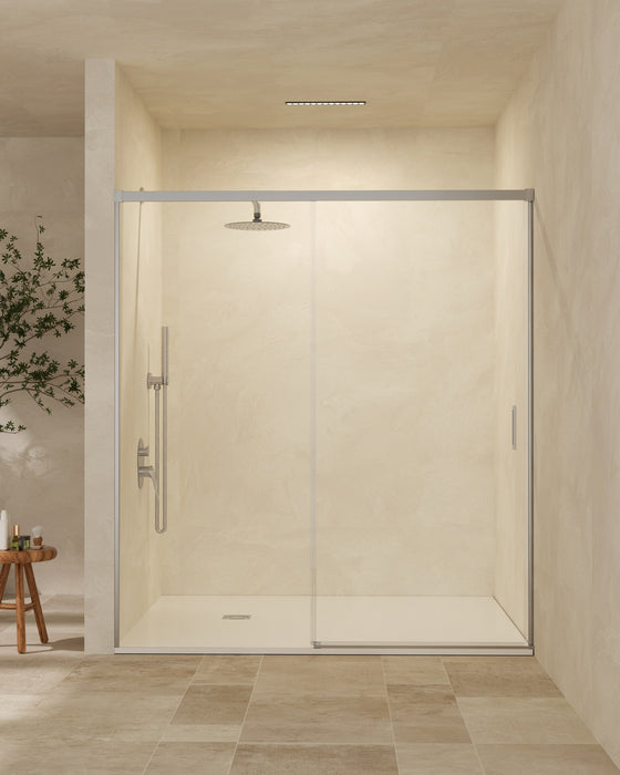 SB_X STYLO Mampara Frontal Ducha 1F+1C Niquel Transparente