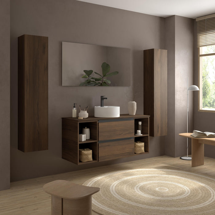 SALGAR 116061 BEQUIA PLUS METAL Mueble de Baño 1 poza Porcelana 120cm Nogal
