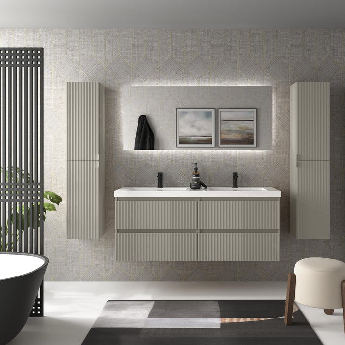 SALGAR 121749 KIRA Mueble de Baño 2 pozas Carga Mineral 140cm Gris mate