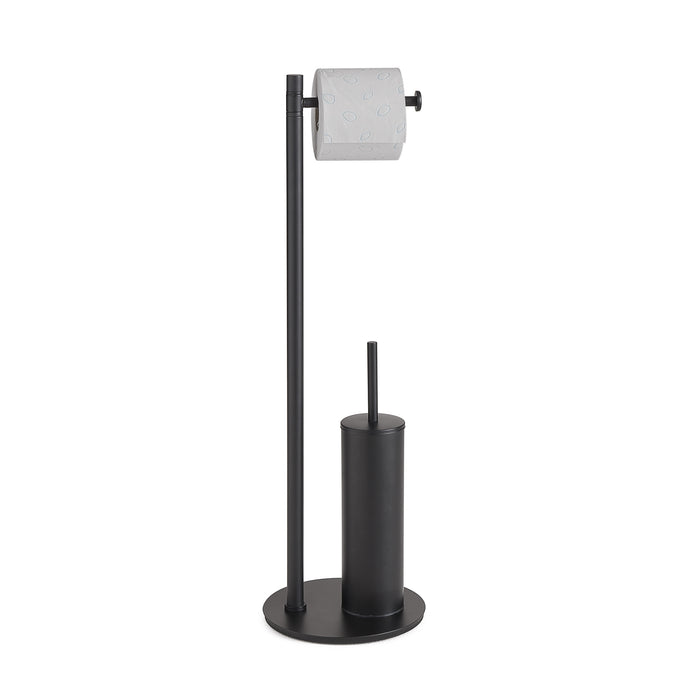 GEDY 72321400000 MIDA Columna de pie con portarrollos y escobillero negro mate
