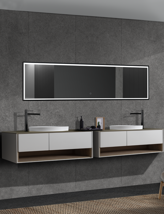 LEDIMEX NEWY021/160NG NEW YORK LED Square Mirror Front Light Matte Black 160x40 cm