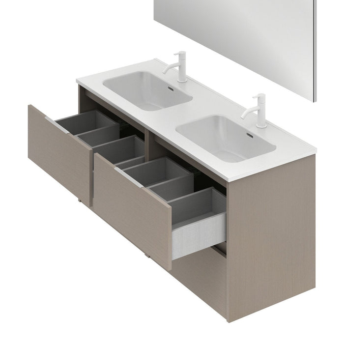 AMIZUVA C0073821 SUKI Mueble de Baño con Lavabo 2 Cajones 120 cm Fumé Arenado
