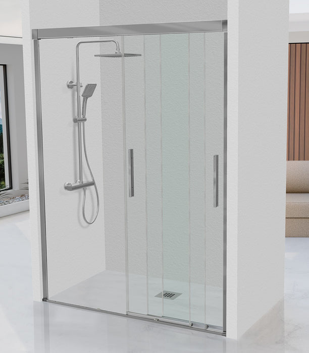 KASSANDRA ESTRELLA Shower Screen Front 3 Sliding Doors 6 mm Bright Silver Transparent