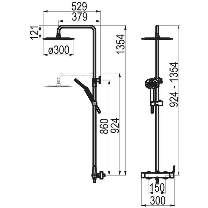 PRESTO 71750303 Cónico columna ducha mezcladora Negro