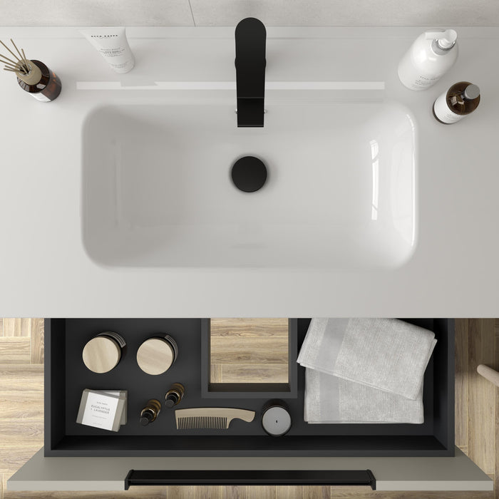 SALGAR 121981 LENI Mueble de Baño 2 pozas Porcelana 120cm Gris mate