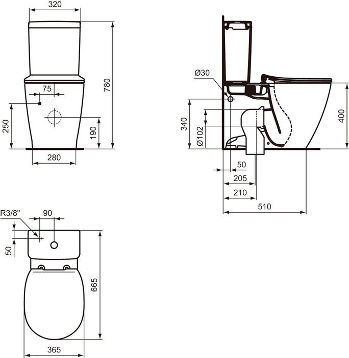 IDEAL STANDARD E234601 CONNECT Rimless Toilet Complete Aquablade White