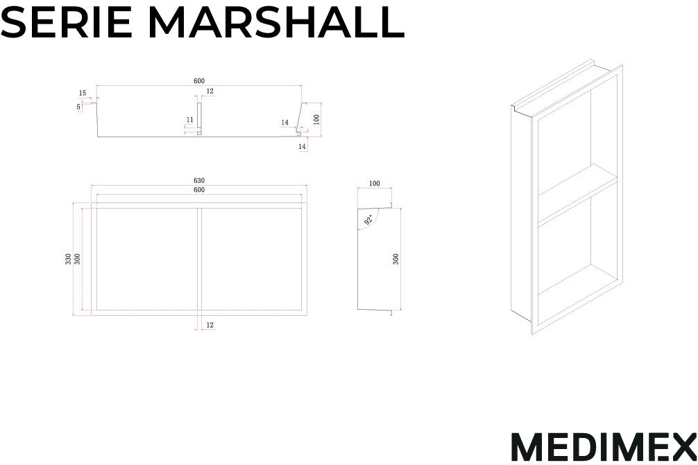 MEDIMEX HOR006/NQ MARSHALL Hornacina Con Estante Y Led 33x63 Níquel Cepillado