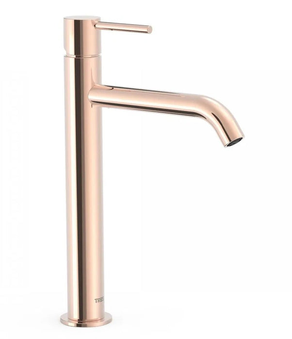 TRES 26230701OP STUDY-TRES Grifo Monomando Lavabo Alto Oro Rosa