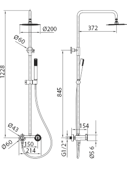 IMEX BDC033/ORC OLIMPO Single-Handle Faucet Large Telescopic Shower Telescopic Rose Gold Color