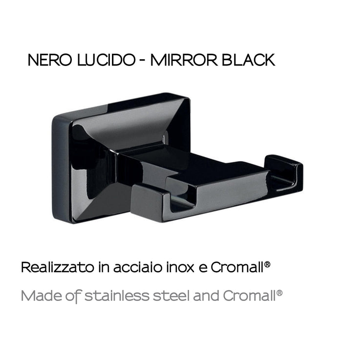 GEDY GT268400100 GRAN TORINO Percha Doble Negro Brillo