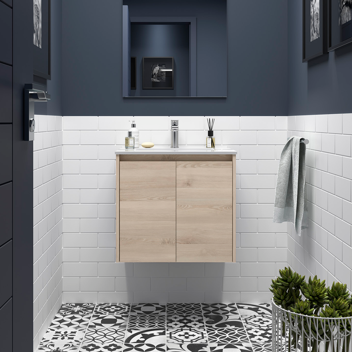 SALGAR NOJA Mueble de Baño con Lavabo 2 Puertas Color Natural