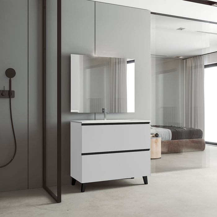 VISOBATH GRANADA Conjunto Completo A Suelo 2 Cajones Blanco Ada Mate