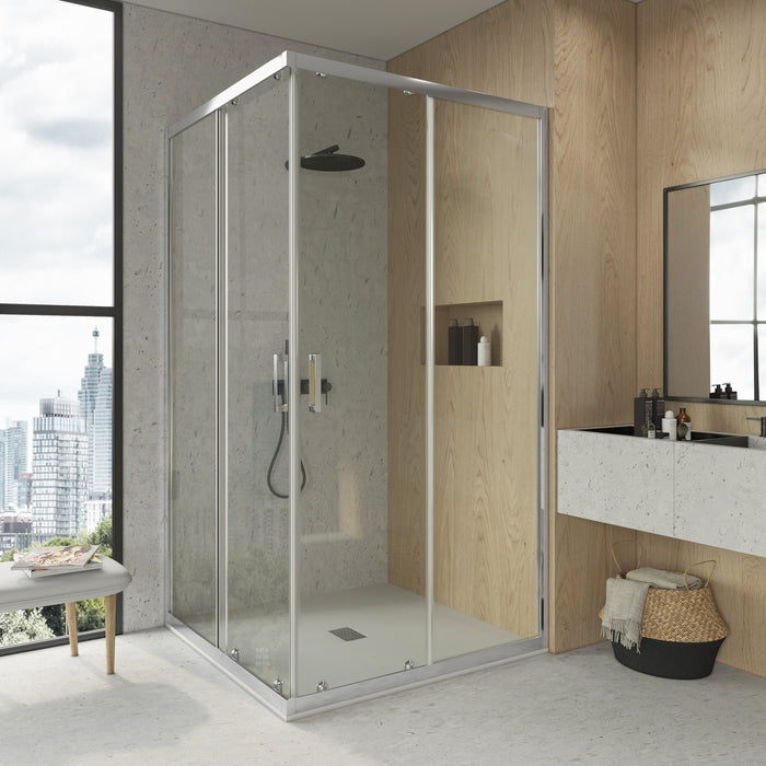 BATHME LONDON-4 Chrome Transparent Angular Shower Screen