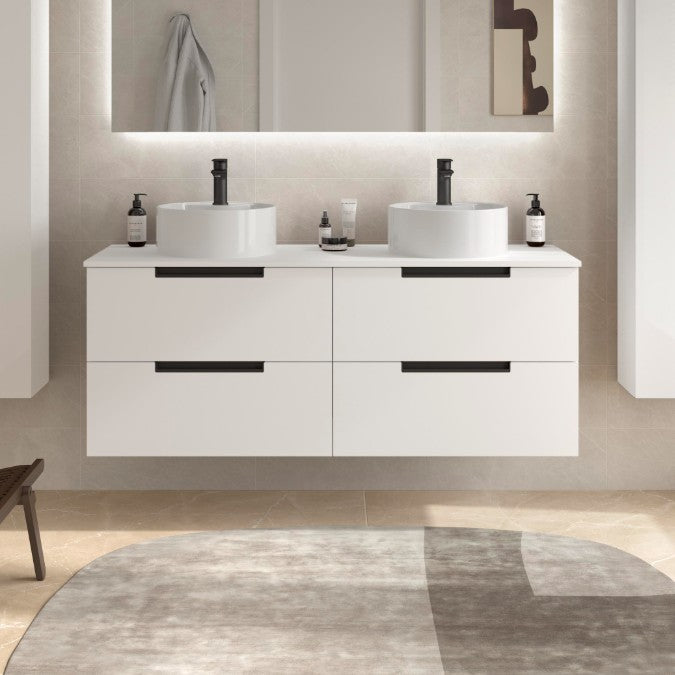 SALGAR 122012 LENI Mueble+Lavabo LISBOA 2 Senos 140cm Blanco Mate