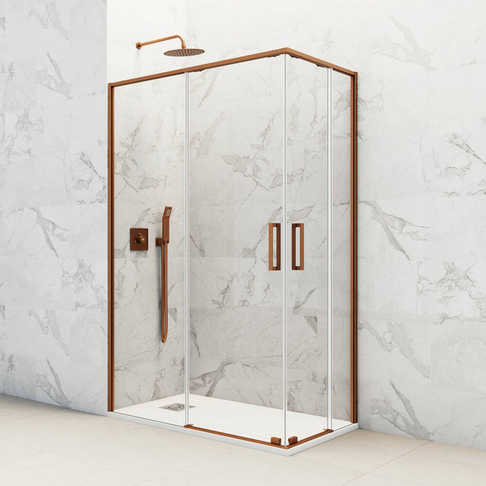 GME TWENTY Mampara Angular Ducha 2F+2C Cobre Transparente