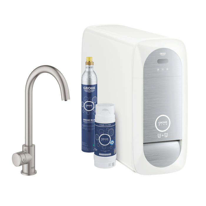 GROHE 31 498 DC1 BLUE Home Starter Kit con grifo Mono caño en C acero