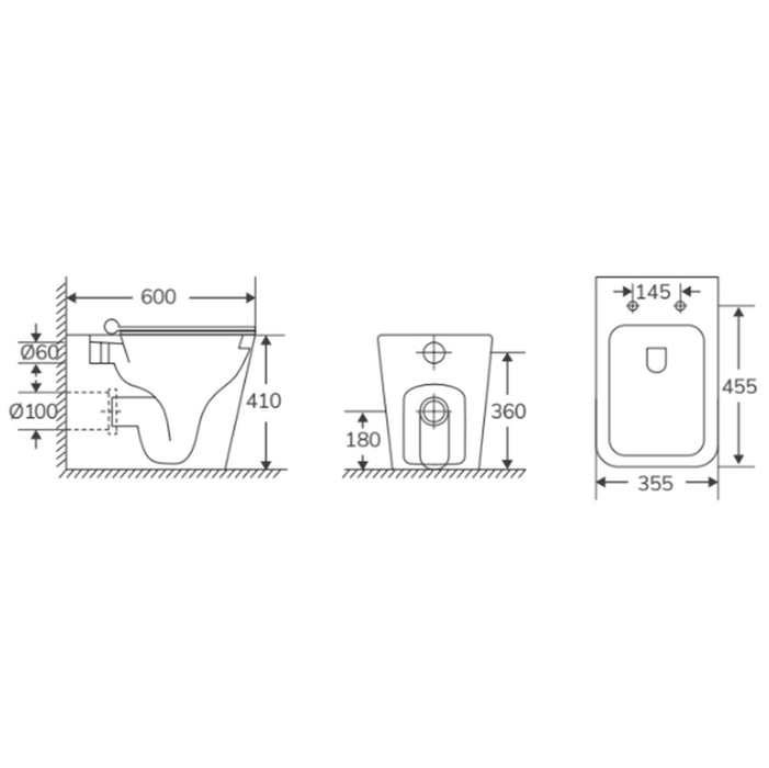 AQUORE PISA Inodoro Para Tanque Empotrado Tornado Negro Mate