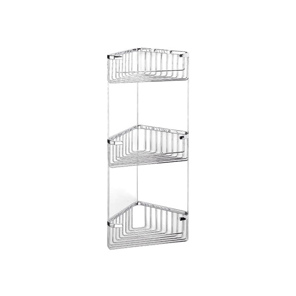 MEDITERRANEA 6010501 J-05 Triple Angular Grid Soap Dish Adhesive Chrome