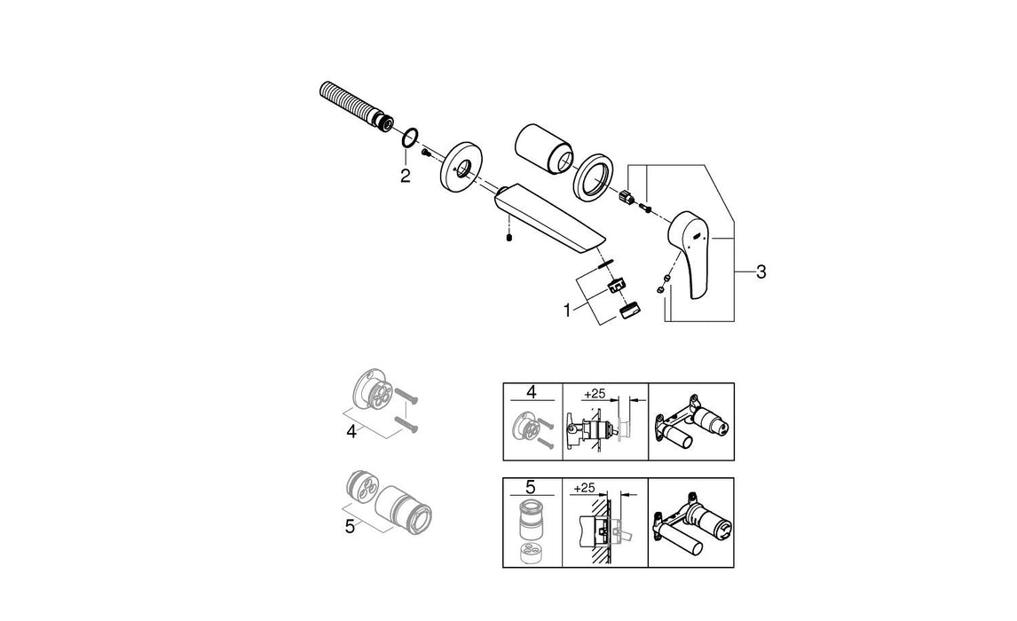 GROHE 29 338 003 EUROSMART Wall-mounted single-lever basin mixer 1/2" size M chrome