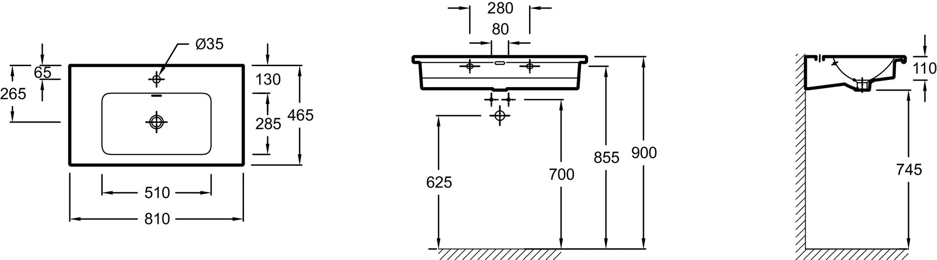 JACOB DELAFON EXAE112-00 FOREFRONT Lavabo 80cm