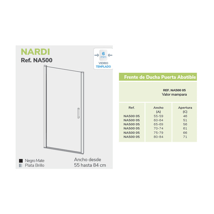 KASSANDRA NA500 NARDI Folding Shower Screen Silver Gloss