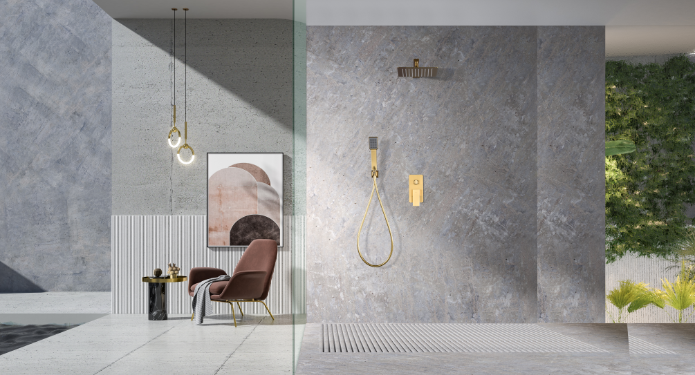 IMEX GPP048/OC PISA Conjunto Ducha Monomando Empotrado Oro Cepillado