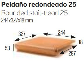 GRES DE ARAGON 900024 NATURAL Peldaño Redondo 25 (Caja 6 Piezas)
