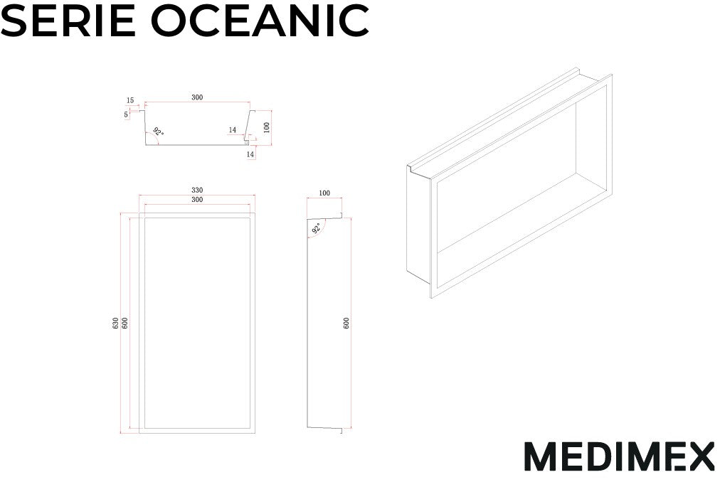 MEDIMEX HOR005/NG OCEANIC Hornacina Con Led 63x33 Negro Mate