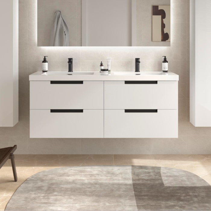 SALGAR 121984 LENI Mueble+Lavabo TOSCANA 2 Senos 140cm Blanco Mate