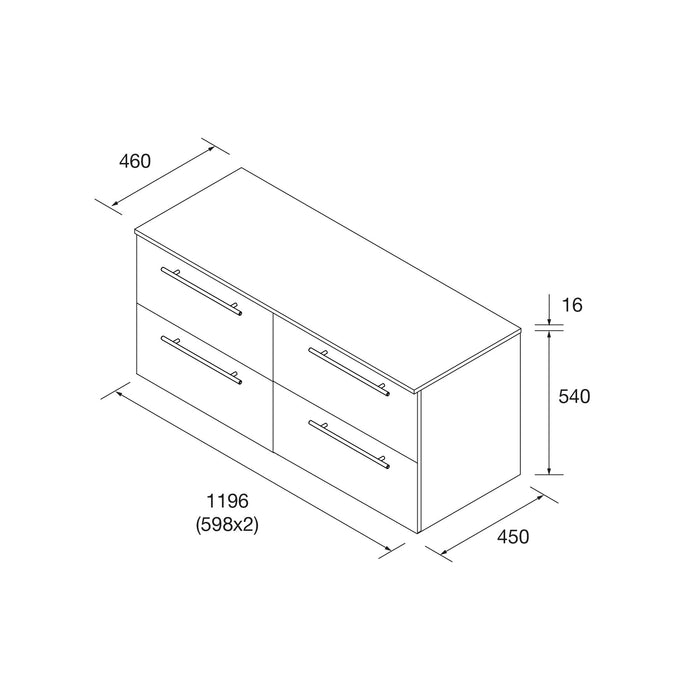 SALGAR SILANE 118083 Mueble de Baño con Tapa Encimera Color Blanco Satinado Tirador Anodizado
