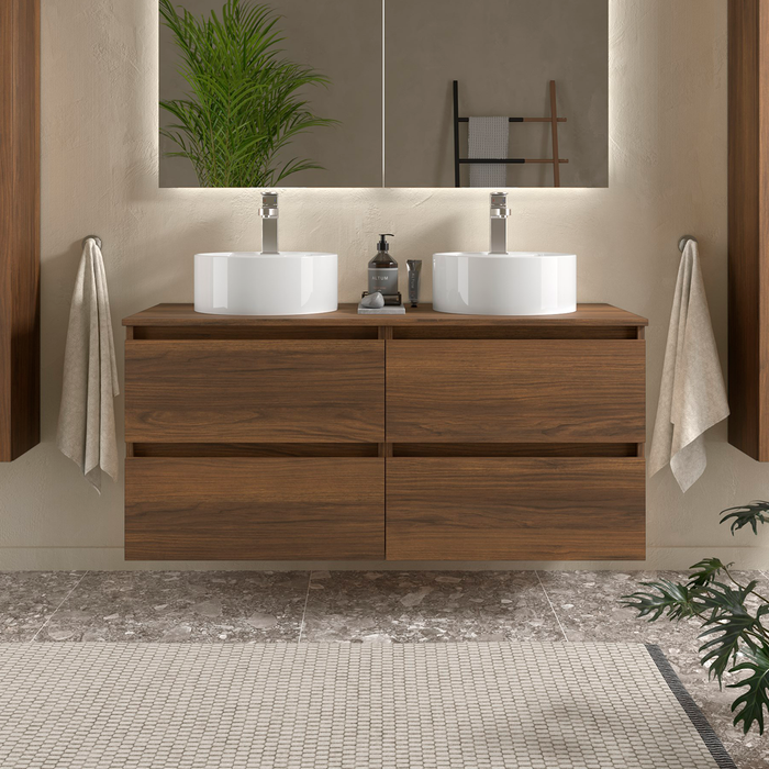SALGAR BEQUIA Mueble de Baño con Tapa Encimera 4 cajones Color Nogal Maya
