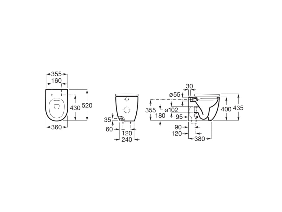 ROCA A347246000 MERIDIAN-N Inodoro Tanque Alto Rimless
