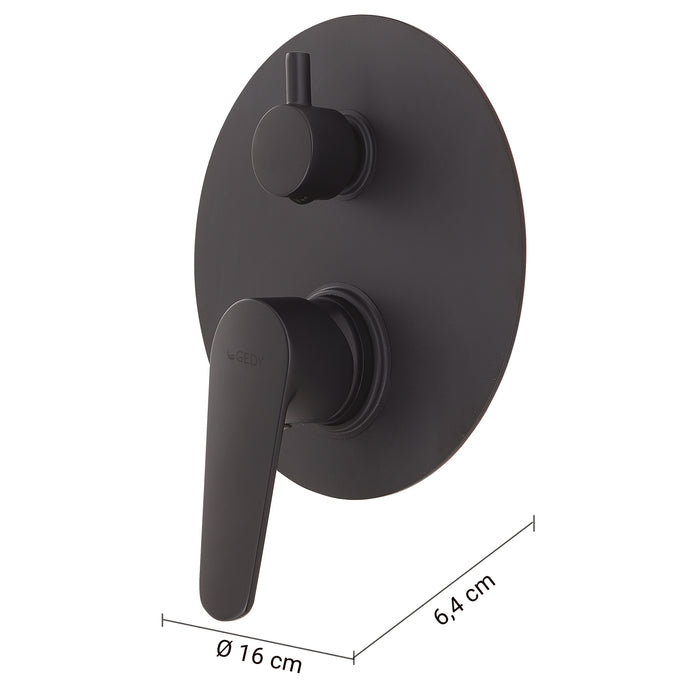 GEDY MXCO0514000 COMO Grifo empotrado de ducha con desviador negro mate