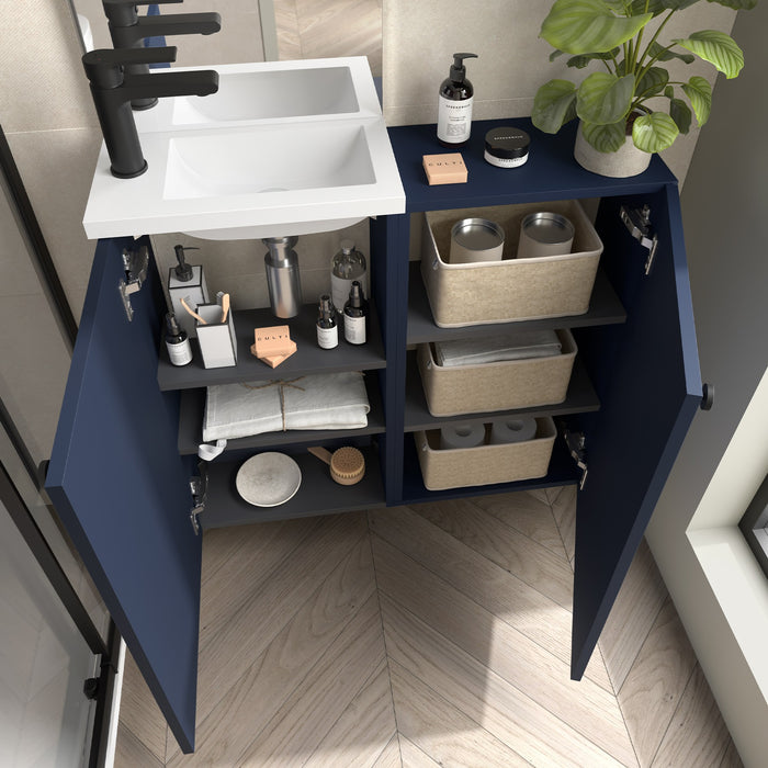 SALGAR 113729 MARVILLE Conjunto Completo Mueble de Baño Mini con Lavabo 1 Puerta Color Azul Mate