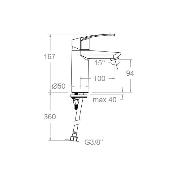 RAMON SOLER 570203 NEW FLY Grifo Monomando Lavabo Apertura en Frío Cromo