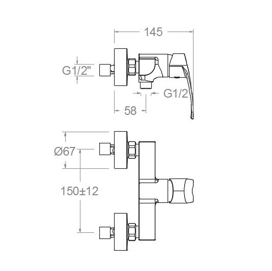 RAMONSOLER 570802SNM NEW FLY Grifo Monomando Ducha Sin Equipo Negro Mate